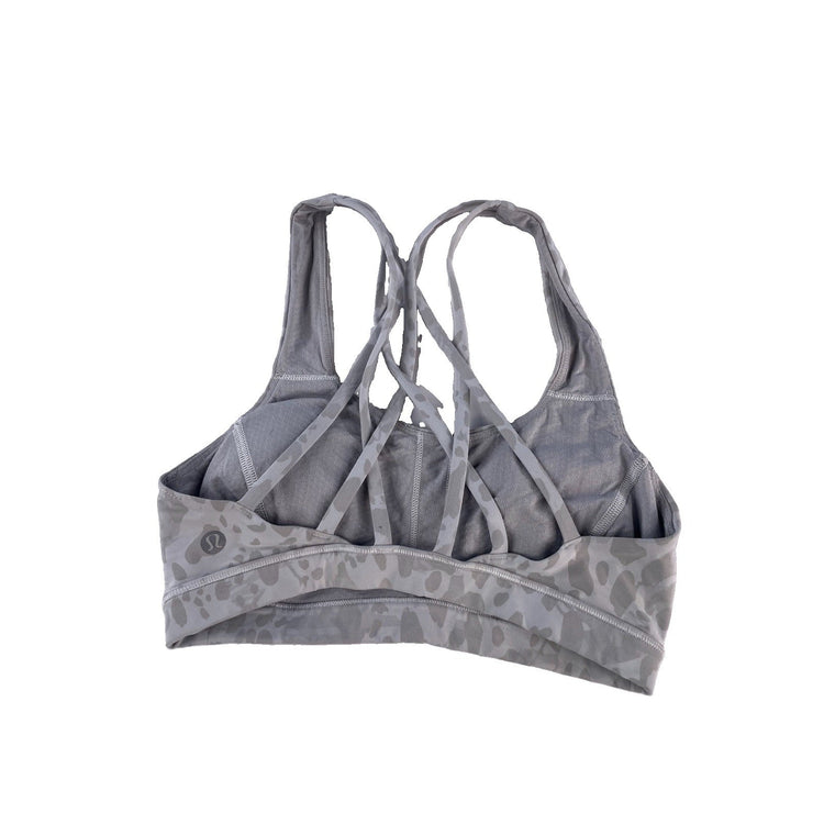 Womens Lululemon Gray White Leopard Animal Sports Bra Size 2