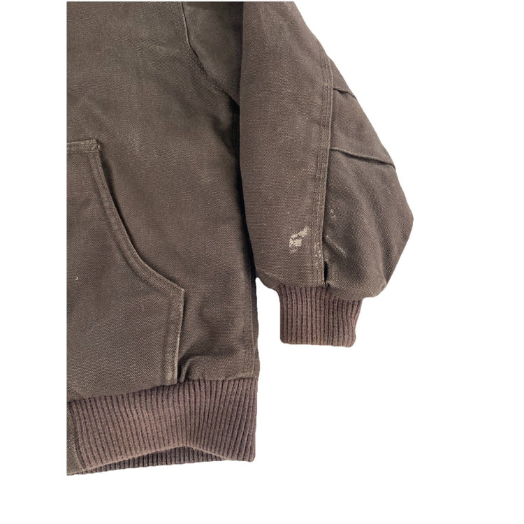 Kids Carhartt Brown Quilted Flannel Lined Active Zip Up Jacket Size XS