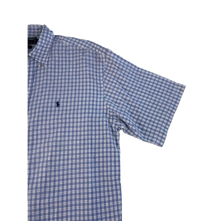 Men's Ralph Lauren Sport Blue White Plaid Button Down Shirt Size L