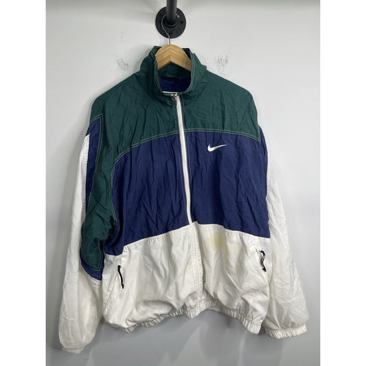 Vtg NIKE White Tag Full Zipper Color Block Lightweight Windbreaker Jacket Men L