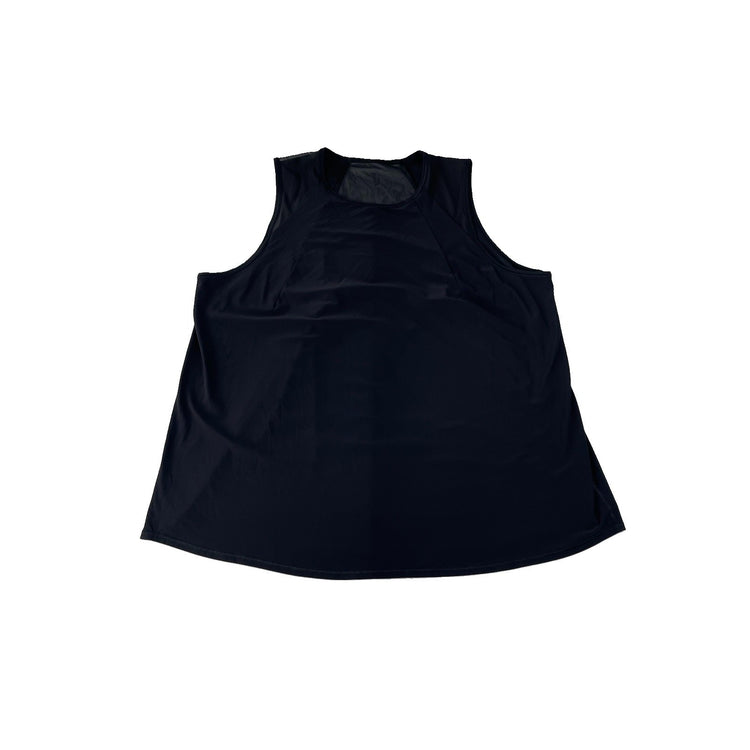 ⁠Womens Lululemon Black Mesh Panel Pleated Back Athletic Gym Tank Top Size 2xl