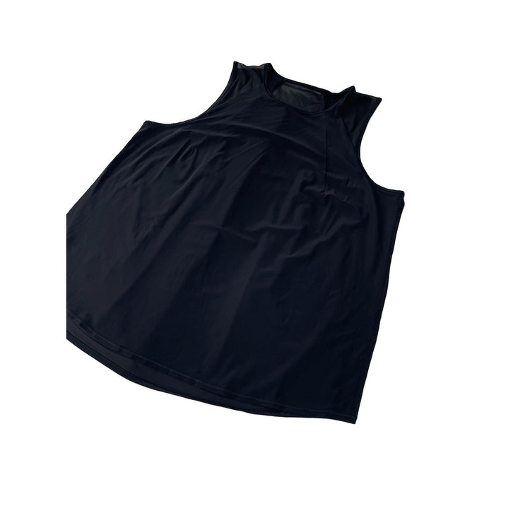 ⁠Womens Lululemon Black Mesh Panel Pleated Back Athletic Gym Tank Top Size 2xl