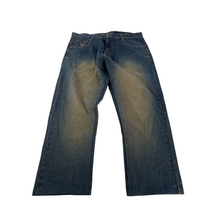 Mens Y2K Avirex Baggy Wide Leg Hip Hop Skate Denim Jeans Size 34x30