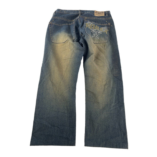 Mens Y2K Avirex Baggy Wide Leg Hip Hop Skate Denim Jeans Size 34x30