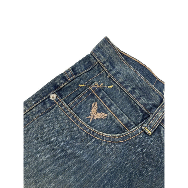 Mens Y2K Avirex Baggy Wide Leg Hip Hop Skate Denim Jeans Size 34x30