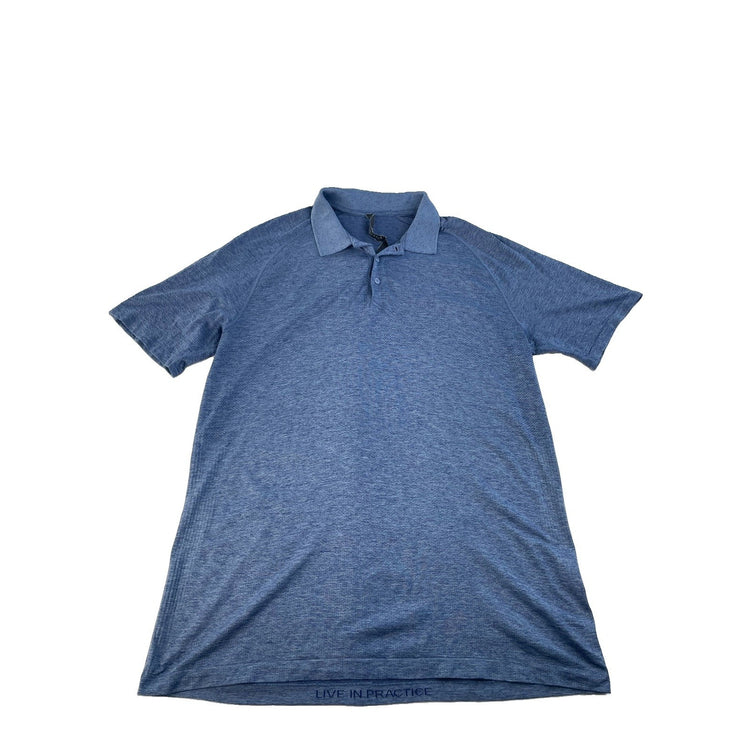 Men's Lululemon "Live in Practice" Performance Polo Shirt Blue Size XL