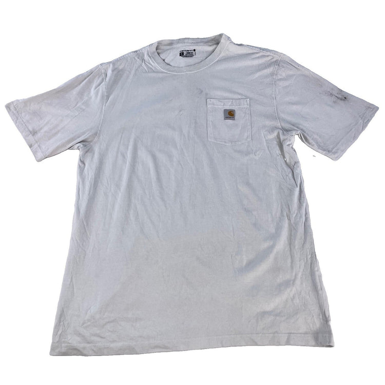 Mens Carhartt Distressed White Loose Fit Pocket Short Sleeve Shirt XL Tall