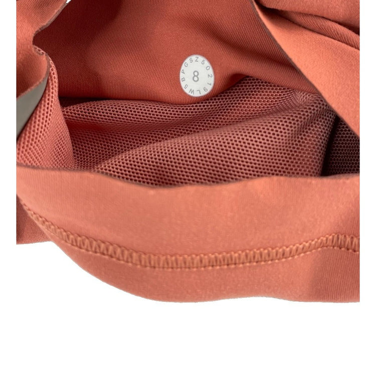 Women's Lululemon Athletic Leggings Coral Terracotta With Seam Detail Size 8
