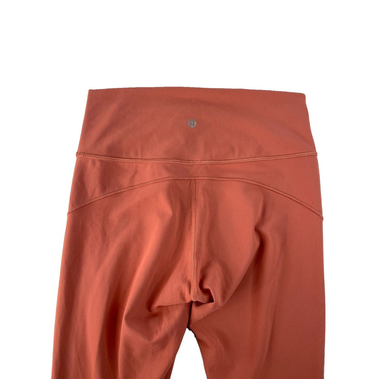 Women's Lululemon Athletic Leggings Coral Terracotta With Seam Detail Size 8