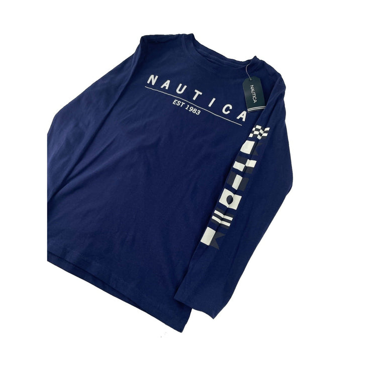 Kids Nautica Navy Blue Long Sleeve T Shirt Size Large