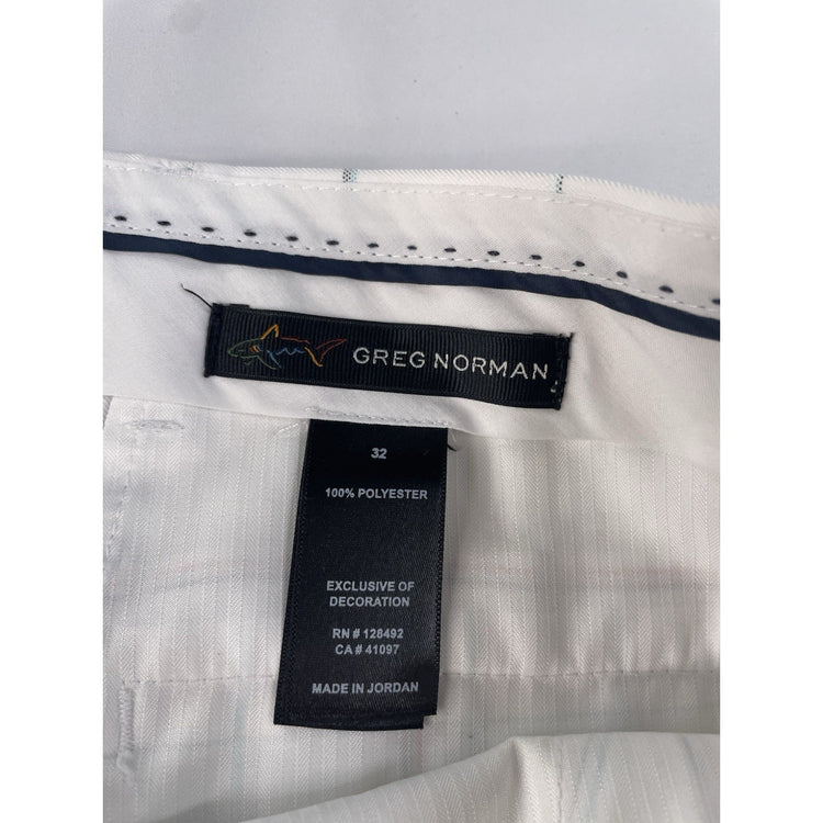 Mens Greg Norman White Plaid Golf Shorts Size 33