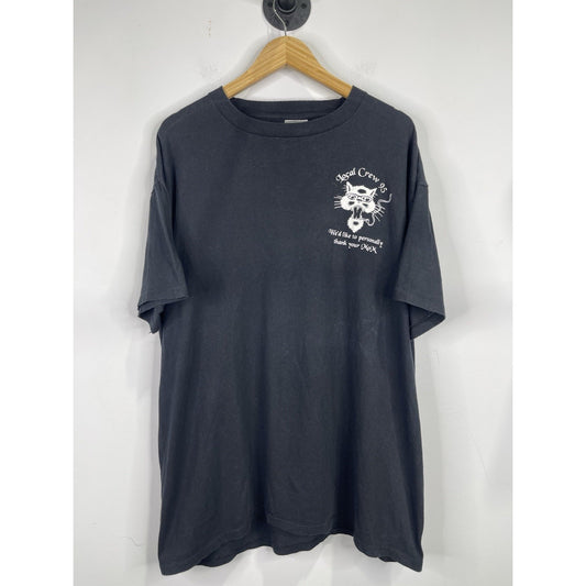 VTG Back Stage Local Crew 1995 Black Cat Logo T Shirt One Size Fits All