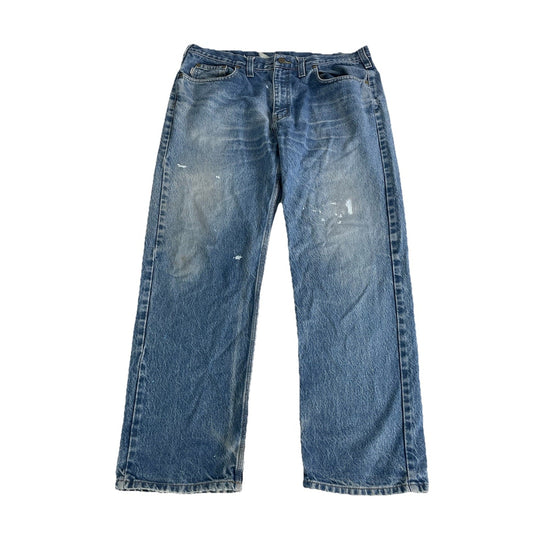 Mens Carhartt Relaxed Fit Medium Wash Blue Jeans Size 38x30