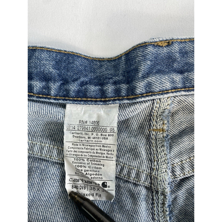 Mens Carhartt Relaxed Fit Medium Wash Blue Jeans Size 38x30