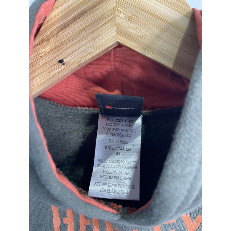 Harley Davidson Pullover Hoodie Youth Size 4T Green Orange Lining