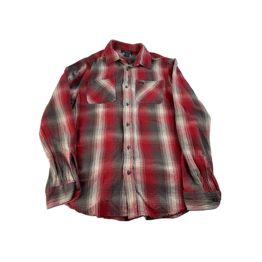 Mens Polo Ralph Lauren Red & Gray Plaid Button Up Shirt Size XL