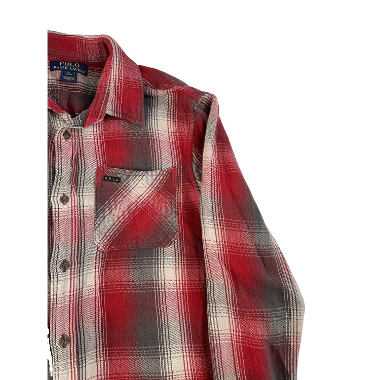 Mens Polo Ralph Lauren Red & Gray Plaid Button Up Shirt Size XL