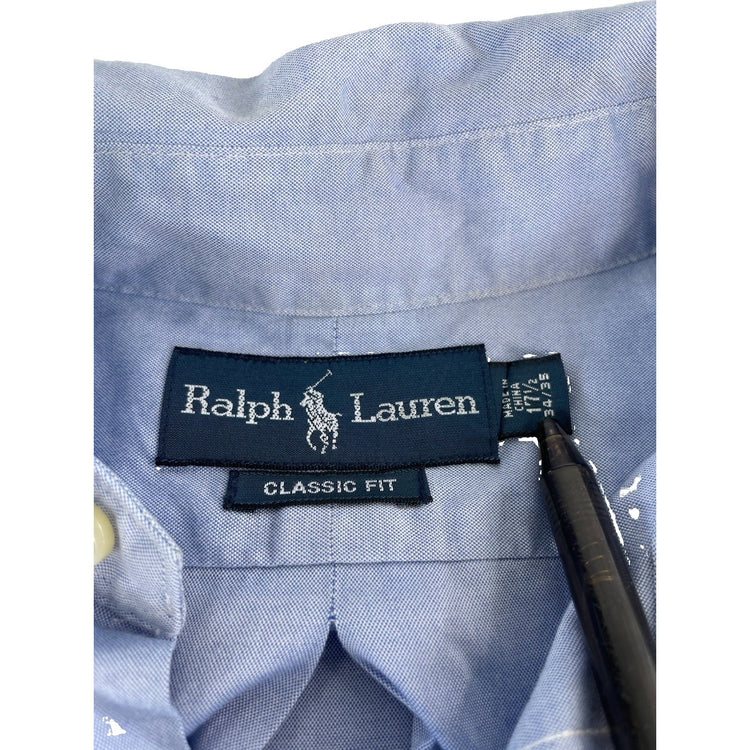 Mens Ralph Lauren Classic Fit Baby Blue ButtonUp Shirt Size 17 1/2 34/35