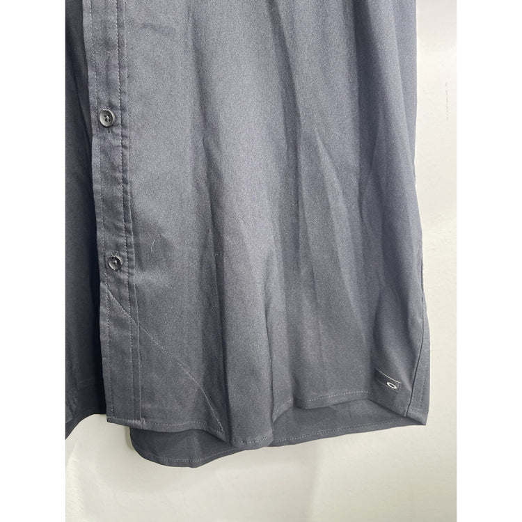 Men’s Workwear Navy Blue Slim Fit Oakley Button Up Short Sleeve Shirt Sz XL
