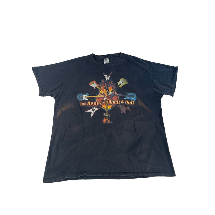 Mens Vintage Jerzees Heart of Rock & Roll Guitar Graphic T-Shirt Size XL