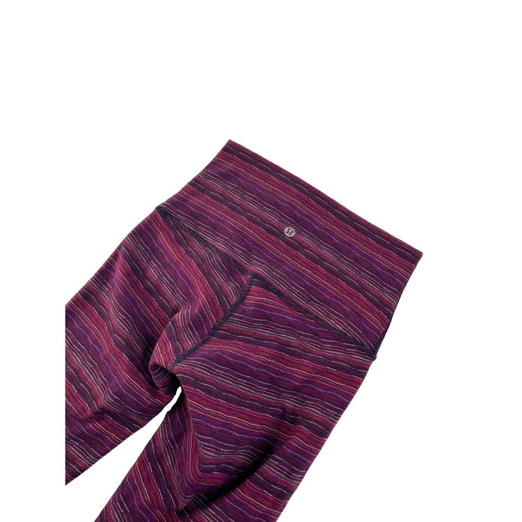 Women Lululemon HighRise Athletic Leggings Purple Multi-Color Stripe Size 4
