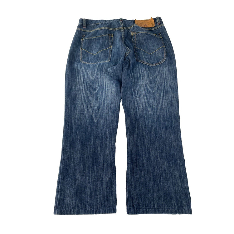 Mens Vintage 1992 Touchbase Loose Fit Woodgrain Wash Hip Hop Baggy Jeans SIZE 30