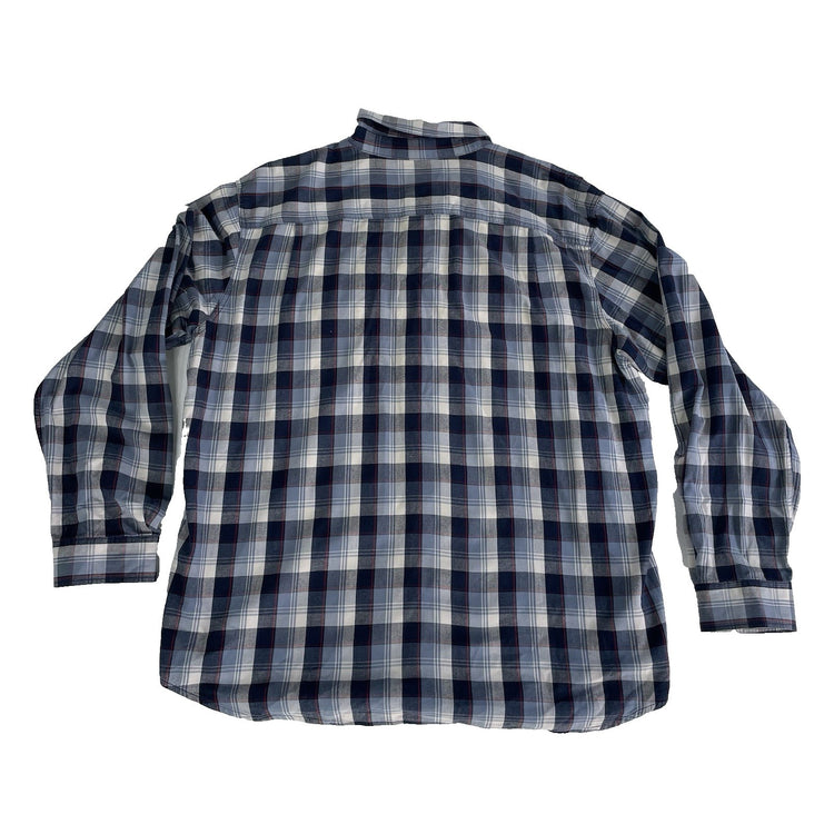 Mens Carhartt Relaxed Fit Blue & White Plaid Long Sleeve Button Down Size 2XL