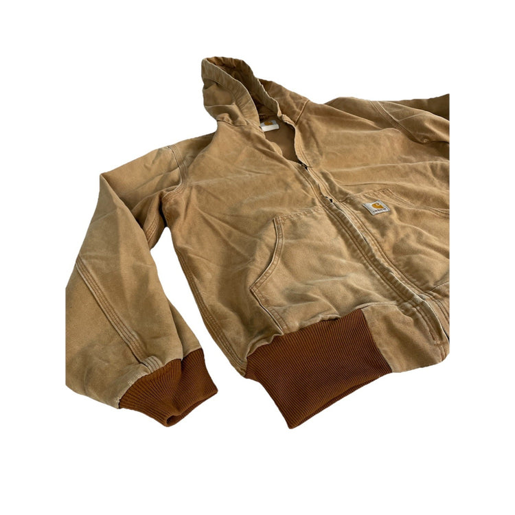 Mens Vintage Carhartt Brown Hooded Active Zip-up  Jacket Size S