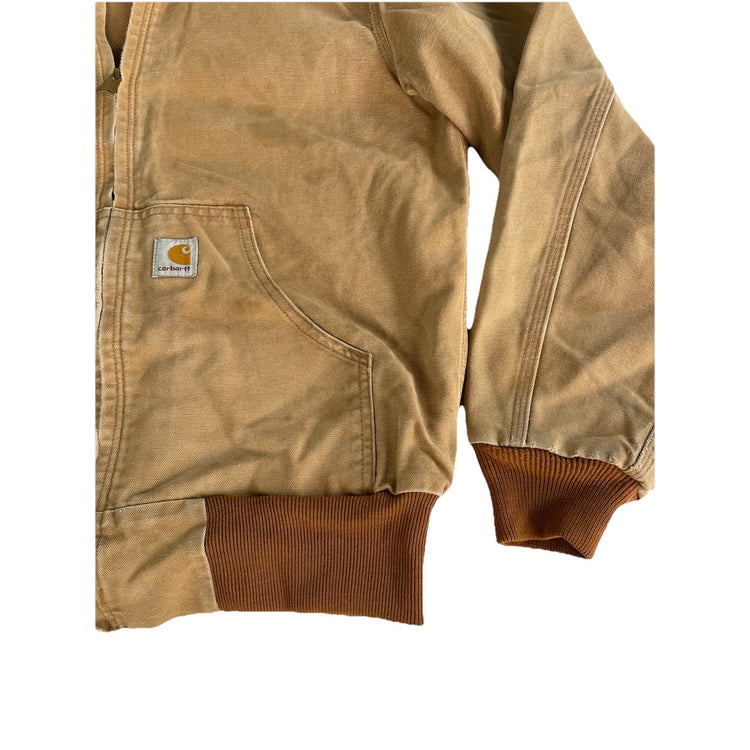 Mens Vintage Carhartt Brown Hooded Active Zip-up  Jacket Size S