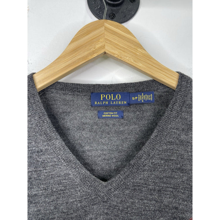 Men’s Dark Gray Polo Ralph Lauren Lightweight V Neck Long Sleeve Shirt Sz S