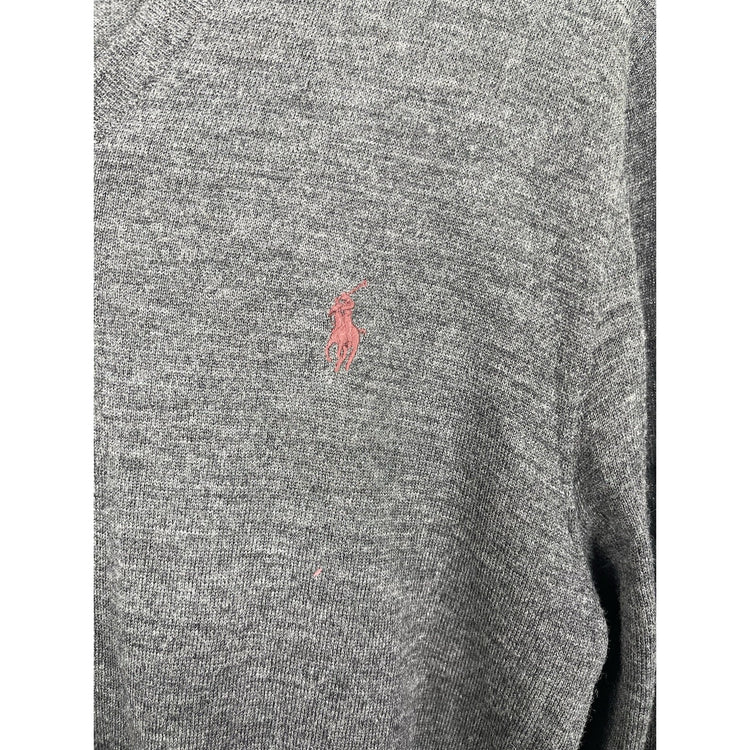 Men’s Dark Gray Polo Ralph Lauren Lightweight V Neck Long Sleeve Shirt Sz S