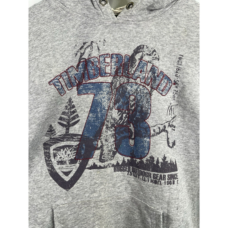 Men’s Y2K Timberland Gray 73’ Graphic Hoodie Sz Small