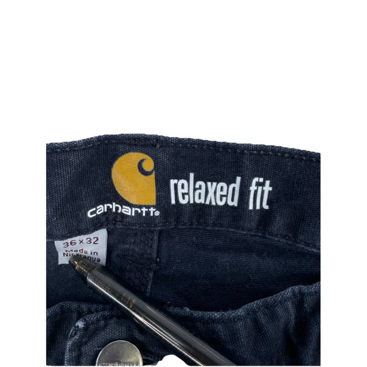 Mens Carhartt Relaxed Fit Straight Black cargo Pants Size 36x32