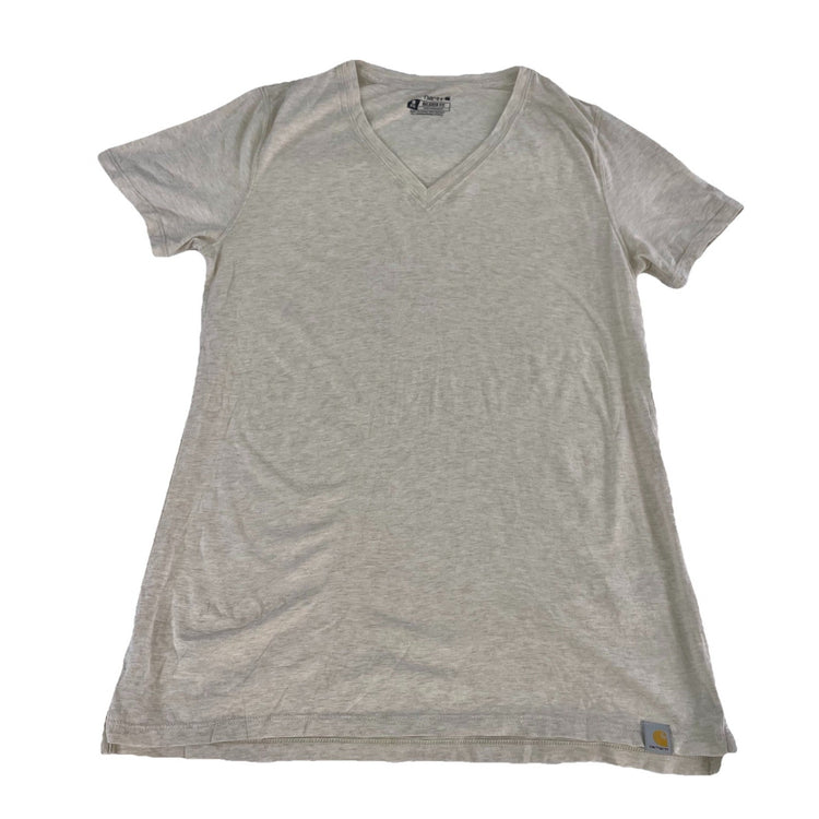 Womens Carhartt Cream Dry Fit V-Neck T-Shirt Size M