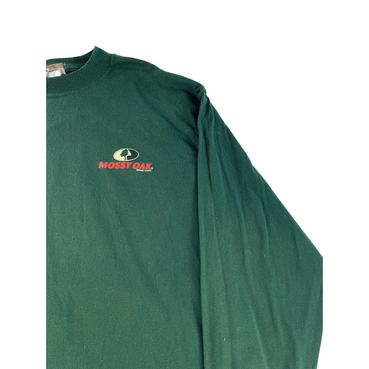 Mens Jerzees Mossy Oak Outdoors Deer Graphic Long Sleeve T-Shirt Green Size L