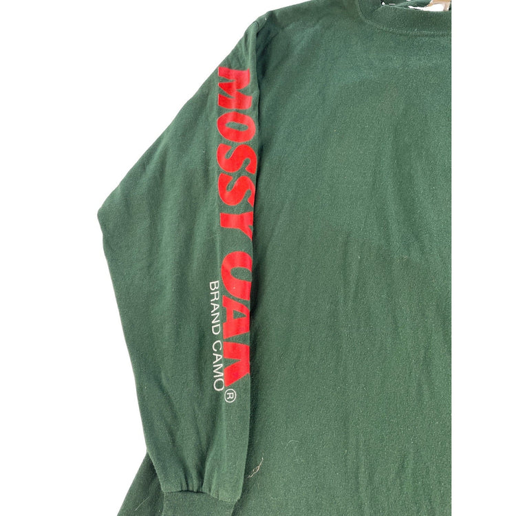 Mens Jerzees Mossy Oak Outdoors Deer Graphic Long Sleeve T-Shirt Green Size L