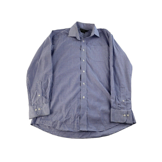 Mens Lauren Ralph Lauren Blue & White Slim Fit Button Up Shirt Size 16