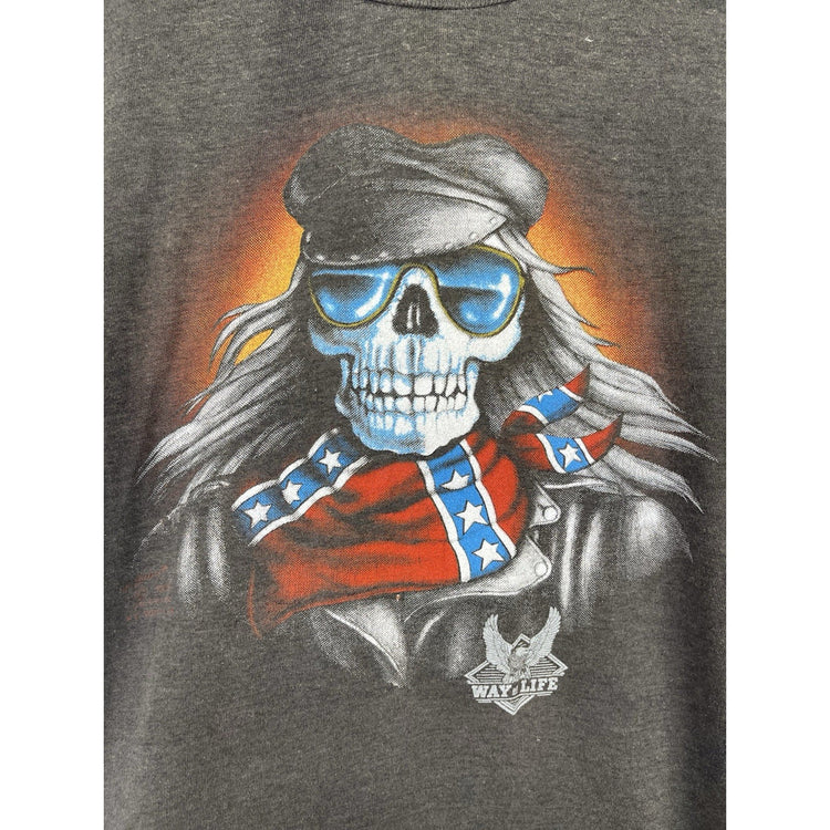 Men’s Vintage 3D Emblem “Way Of Life” Biker Gray T Shirt Sz Medium