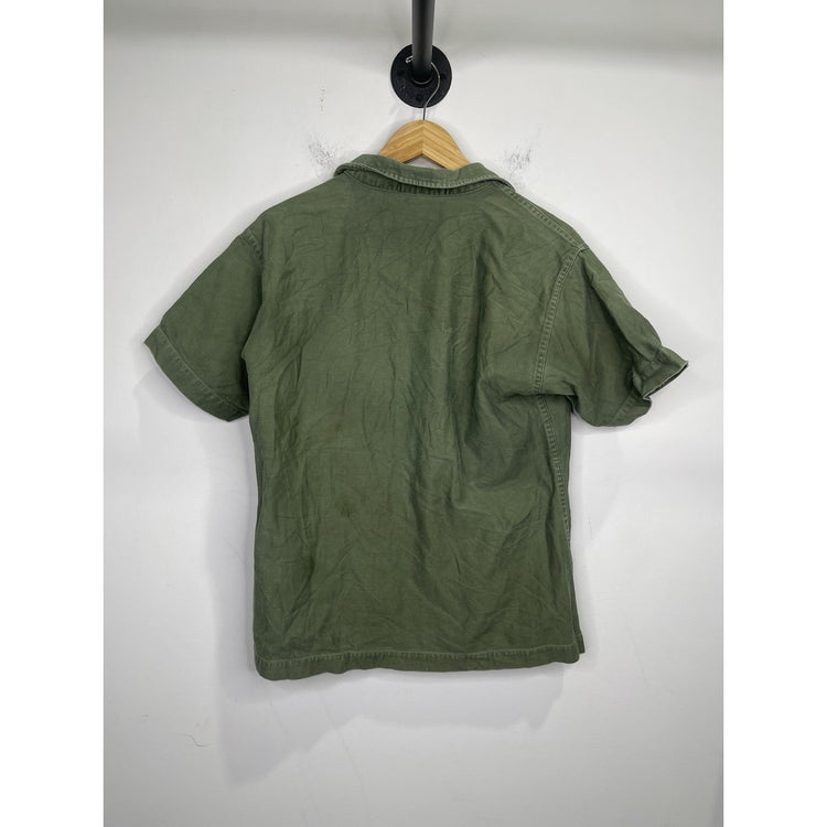 Vintage US Air Force USAF Air Defense Green Cotton Short Sleeve Shirt Sz M