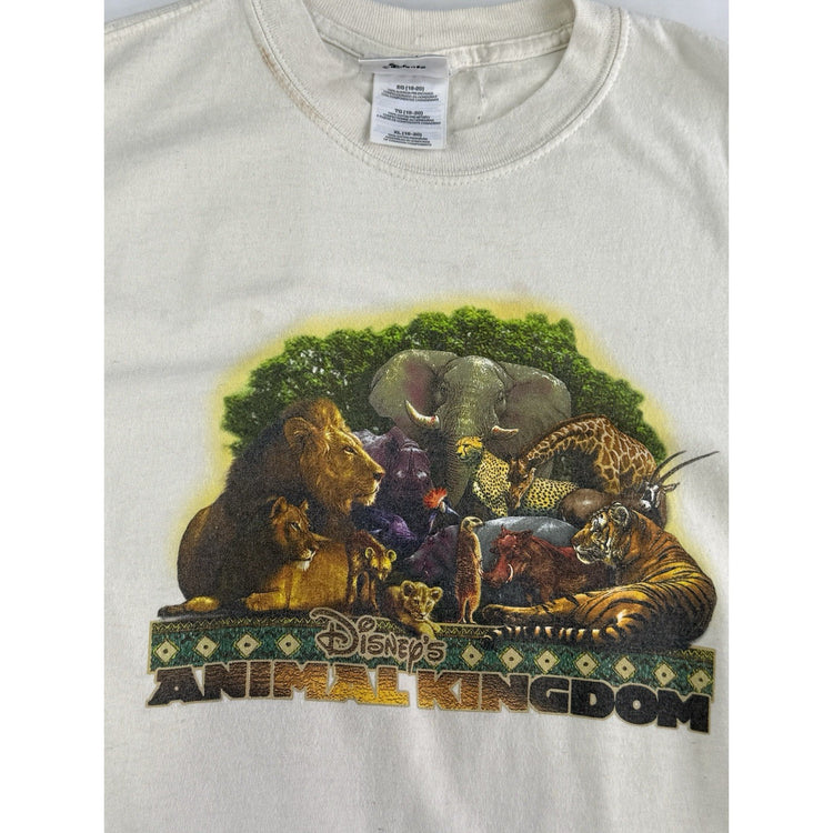 Kids Vintage Disney White Animal Kingdom Graphic Shirt Size Xl