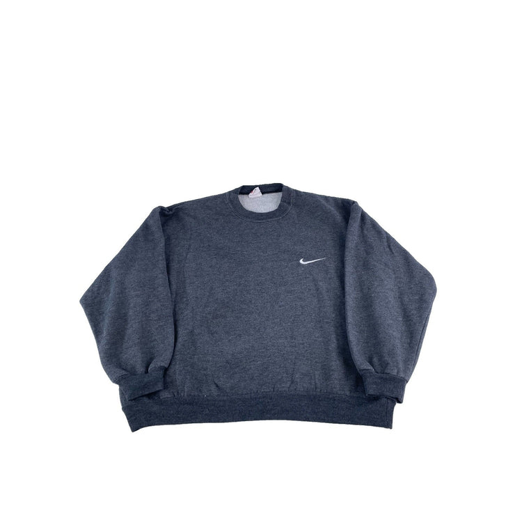 Vintage Y2K Nike Crewneck Sweatshirt Mini Swoosh Dark Gray Tag Logo Size Medium