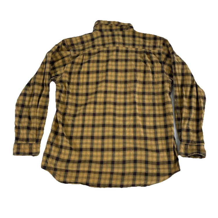 Mens Carhartt Yellow & Brown Relaxed Fit Button-Up Longsleeve Flannel Size Xl