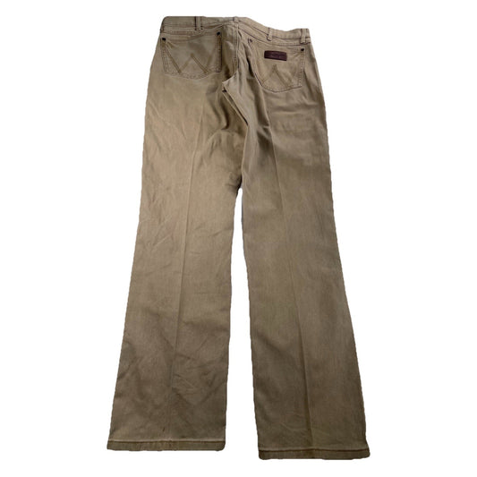 Men’s Wranglers Retro Tan Slim Straight Jeans Size 35x34