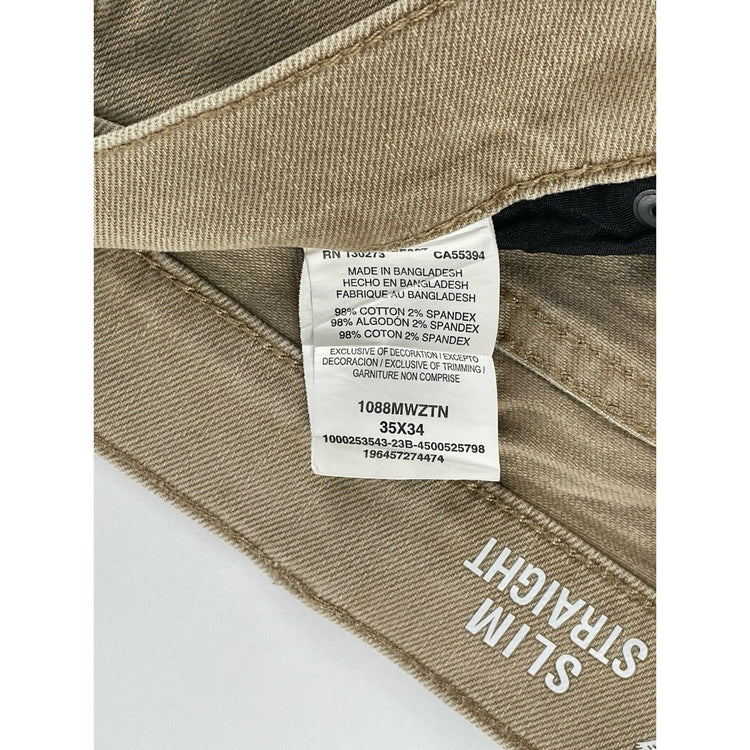 Men’s Wranglers Retro Tan Slim Straight Jeans Size 35x34