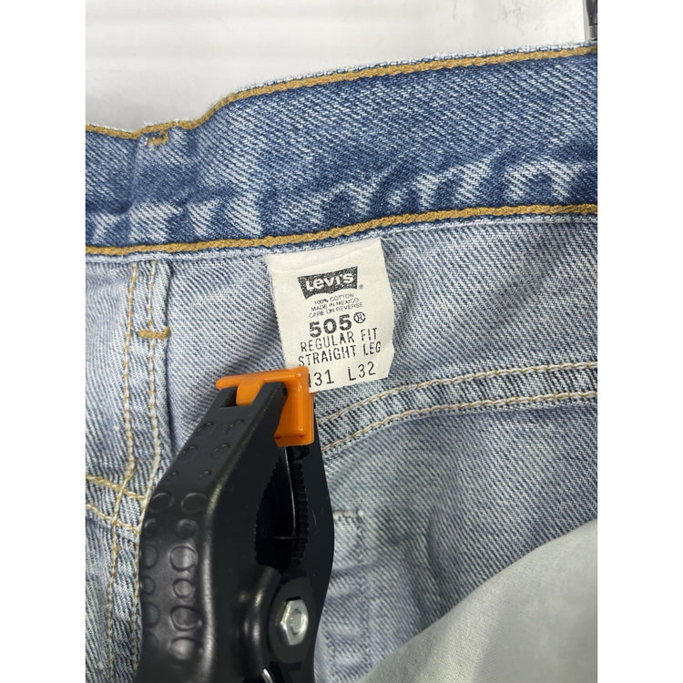 Men’s Levis 505 Jeans Blue Denim Straight Fit Classic Medium Wash Zip Fly 31x32