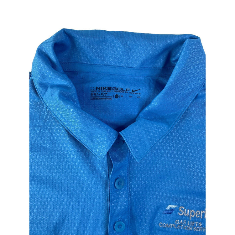 Mens Nike Superior Gas Lift & Completion Service Blue Collared T Shirt Size XL