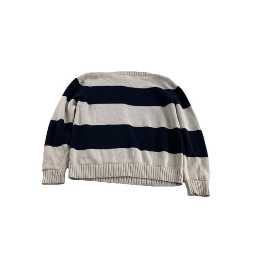 Womens Lauren Ralph Lauren Size Medium White & Navy Blue Knitted Sweater