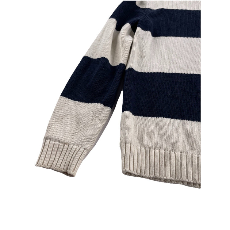 Womens Lauren Ralph Lauren Size Medium White & Navy Blue Knitted Sweater