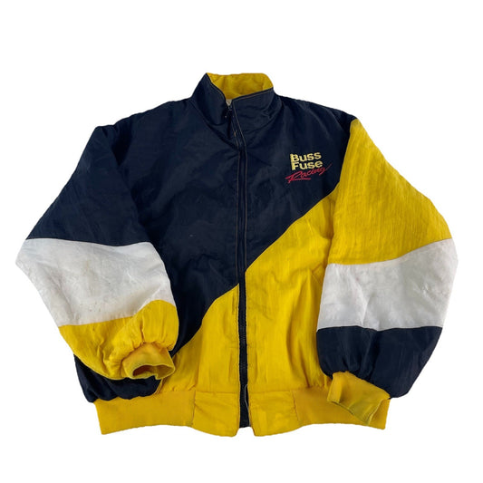 Mens Vintage Swingster Multicolor Nylon Buss Fuse Racing Jacket Size Xl