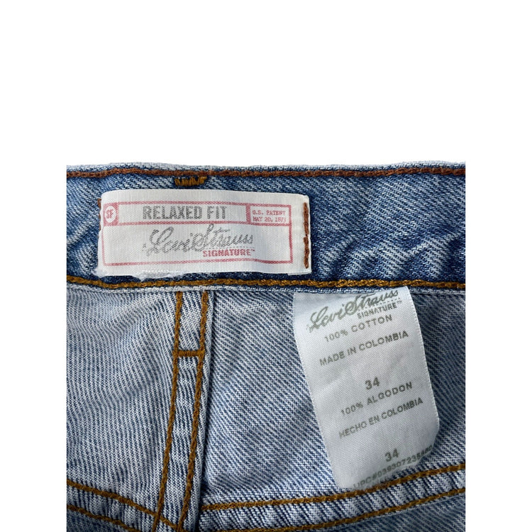 Mens Levi Strauss Signature Light Wash Relaxed Fit Denim Jean Shorts Size 34